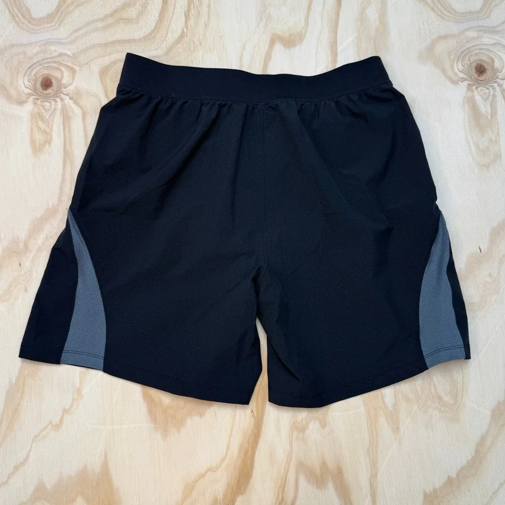 Under Armour HeatGear Speedpocket Running Shorts Mens Large Black Gray Fitted 7